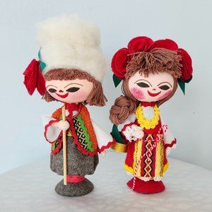 Set of Two Small European Folk Costume Dolls - Male and Female